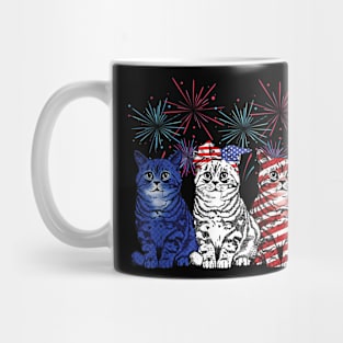 Funny Cats American Flag Patriotic 4th Of July Mug